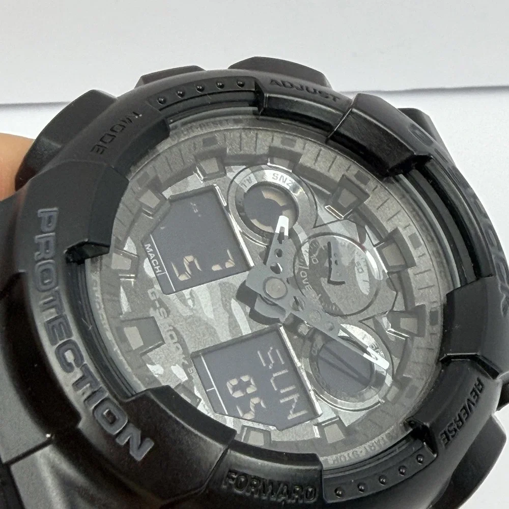 Casio G-Shock GA-100CF Mens Watch 51mm Gray Camo Analog Digital Black Resin